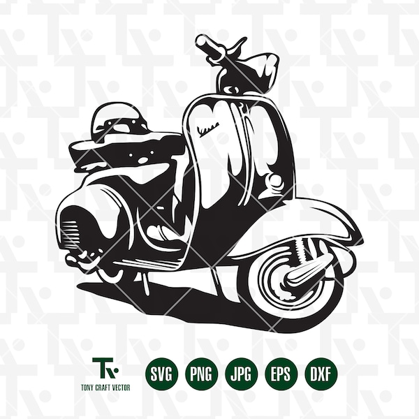 Trottinette SVG DXF EPS Png | Vespa imprimable | du vecteur modifiable | Prêt pour la découpe laser ou la sublimation | Cricut | silhouette | Clipart | Vespa