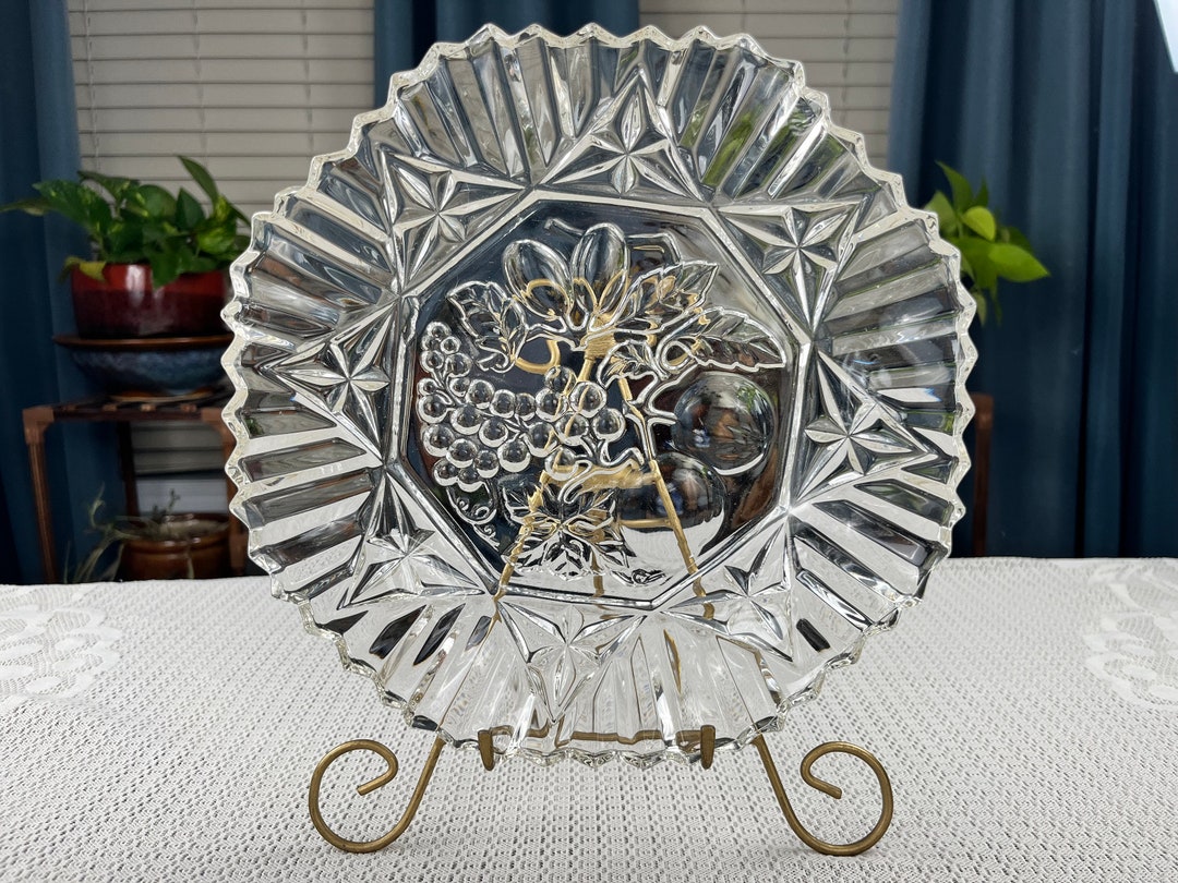 Vintage Federal Glass Pioneer Pattern Serving Platter Ruffled Edge Bowl ...
