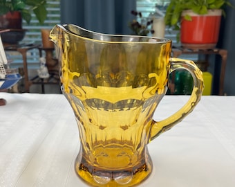 Anchor Hocking Georgian Amber Thumbprint Pitcher Vintage Drinkware