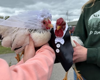 Bride and Groom Costume Set for Chickens & Ducks
