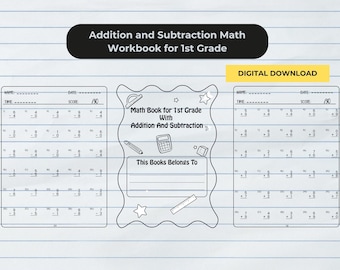 72 Printable Math Workbook for 1st Grade, Addition & Subtraction Worksheet with Solutions, 1st Grade Math Worksheet, 1st Grade Math PDF
