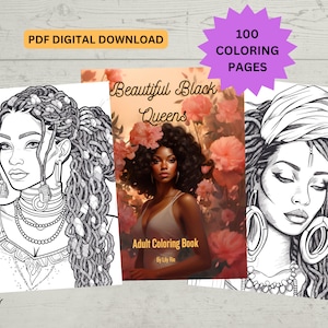 100 Black Women Coloring Pages | Coloring Book for Adults | Printable Coloring Pages | PDF Download | For Stress Relief | Gift for Women