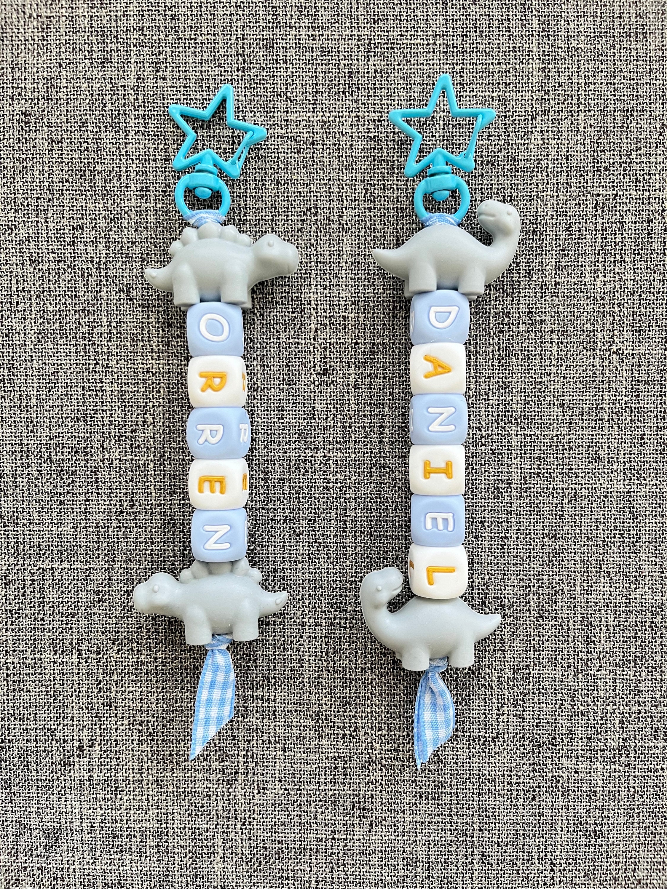 Personalized keychain/bag charm with dinosaur, stegosaurus, brachiosaurus, school gift, kid gift, name tag, birthday, goodie bag, accessorie