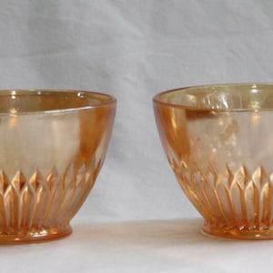 Jeanette Anniversary Marigold Carnival Glass Tea Cups Set Of 2