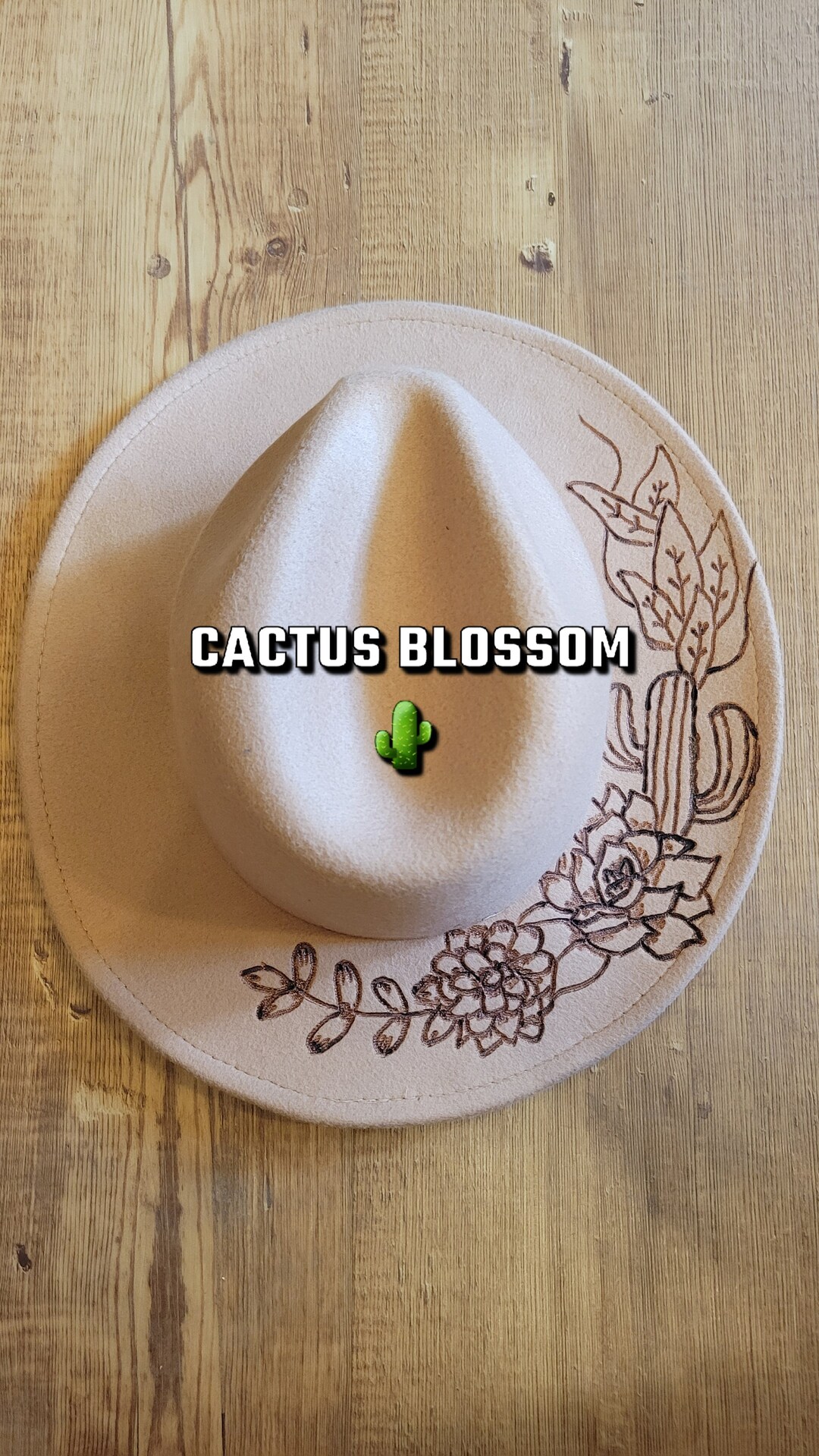 Cactus Blossom Burned Hat Etsy
