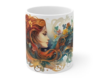 Image of Beauty Mug, Beautiful mug,11oz, ceramic coffee mug, artistic mug, colorful Ceramic Mug 11oz