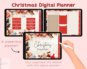Digital Christmas Planner with hyperlinked tabs, Christmas Card Tracker, Christmas To Do List, Digital planner for ipad, Goodnotes, Penly,