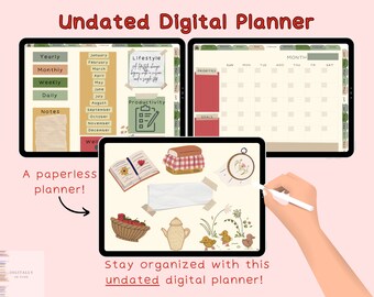 Undated Goodnotes Planner, Undated Digital Planner, iPad Planner, GoodNotes Planner, Daily, Weekly, monthly Planner, Digital Penly Planner