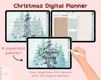 Digital Christmas Planner with hyperlinked tabs, Christmas Card Tracker, Christmas To Do List, Digital planner for ipad, Goodnotes, Penly,