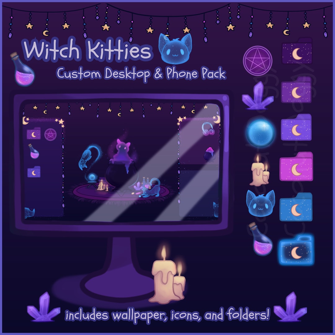 Witch Kitties Magical Fantasy Wallpaper Desktop