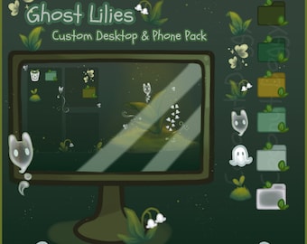 Ghost Lilies | Goblincore Wallpaper Desktop Phone Theme Pack | Custom Organizer Set