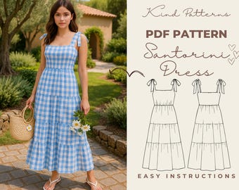 Dress pattern PDF shoulder tie dress sewing pattern, trendy summer dress DIY