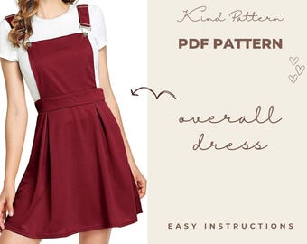 Beginner-Friendly Overall Dress Sewing Pattern Bundle with Step-by-Step Illustrated Instructions - Perfect for All Skill Levels!