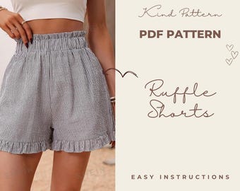 Ruffle Shorts Sewing Pattern, Beginner-Friendly Ruffle Shorts Design, Perfect for Summer DIY Projects, Great Gift for Craft Lovers