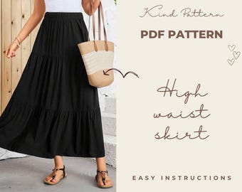 High Waisted Skirt Sewing Pattern, Stylish & Versatile for Handmade Wardrobe, Ideal Gift for Fashion Enthusiasts
