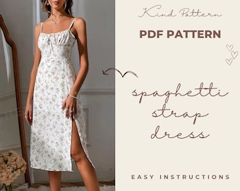 Dress Pattern: Customizable Spaghetti Strap Dress Pattern for Stylish Wardrobes, Ideal Gift for Sewing Enthusiasts