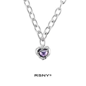 RSNY &lt;GIRLFRIEND&gt; Series Liquid Thorn Violet Heart Necklace
