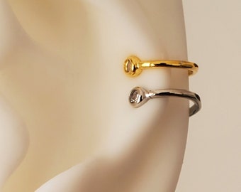 S925 Silver and 18K Gold Plated Diamante Simple Dot Ear Cuff