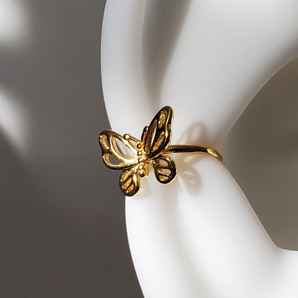 S925 18K Gold Plated Sterling Silver Butterfly Ear Cuff