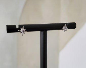 18K Gold Plated Sterling Silver Small Starburst Stud Earrings 5mm