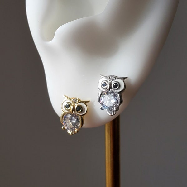 Gold Owl Earrings Etsy UK