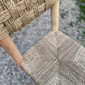 Tabouret / Chaise de bar Nabil en bois naturel et corde, doum / H70cm image 2