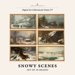 Samsung Frame TV Art Collection | Snowy Scenes Set of 16 | Museum Grade Art | Winter Frame TV Art | Christmas Paintings | Art for TV