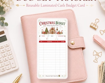 Christmas Budget Tracker | Laminated Cash Envelope Budget Card | Reusable Dry Erase Budget Sheet | Holiday Spending Tracker