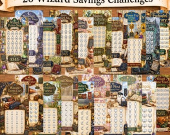 Boy Wizard Savings Challenge Bundle | Printable Cash Envelope Challenge | Magical Fantasy Savings Tracker | 20 Digital Savings Cards