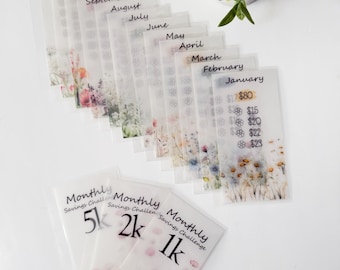 Wild Flower Monthly Saving Envelopes, 1k, 2k or 5k