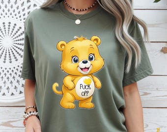 Maglietta con orsetto che impreca e la scritta "Fuck Off" / Maglietta grafica con parolacce