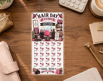Hair Day Fund Savings Challenge | Save 250 | 3x6 Laminated Savings Tracker | Hair Appointment Sinking Fund | Cash Stuffing Budget Card