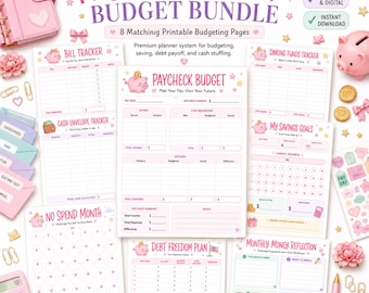 Paycheck Budget Planner Bundle | Printable Budget Binder | Bill Tracker, Sinking Funds, Cash Envelope & Debt Payoff | Digital Download