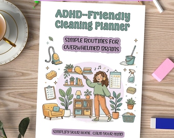 Agenda per le pulizie per persone con ADHD (stampabile) / Agenda per le pulizie di 50 pagine pensata per chi ha l'ADHD / Programma di pulizia e riordino / Agenda per la casa / Download digitale