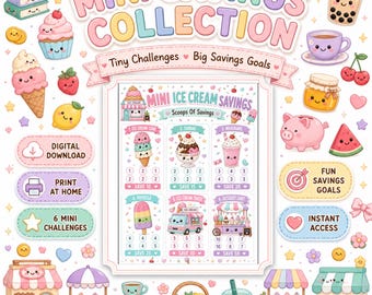 Mini Ice Cream Savings Challenge Printable | Cute Kawaii Budget Tracker | Digital Download Savings Challenge | Cash Stuffing Challenge