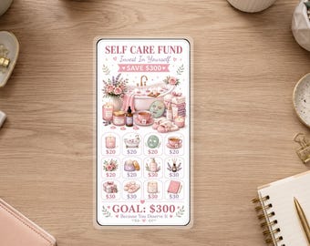 Self Care Fund Savings Challenge | 300 Self Care Savings Tracker | Spa Day Savings Challenge | Cash Stuffing Challenge
