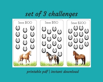 Digital Download Set of 3 Horse Savings Challenges