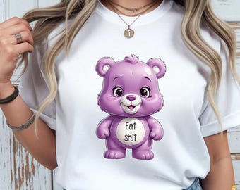 Maglietta Purple Swear Bear Eat Shit / Maglietta grafica divertente e sarcastica