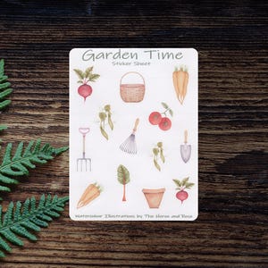 Feuille d'autocollants Garden Time - Papier mat pour journaux et agendas