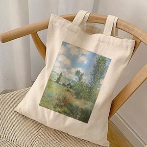 Monet Oil Painting Tote, Claude Monet Bag, Monet Gift, Monet Tote Canvas, Art lover, Oil Painting, Gift for Painter, Aesthetic Bag