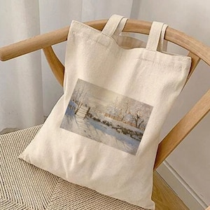 Monet Magpie Tote, Claude Monet Bag, Monet Gift, Monet Tote Canvas, Art lover, Oil Painting, Gift for Painter, Aesthetic Bag, Monet Magpie