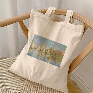 Monet Oil Painting Tote, Claude Monet Bag, Monet Gift, Monet Tote Canvas, Art lover, Oil Painting, Gift for Painter, Aesthetic Bag
