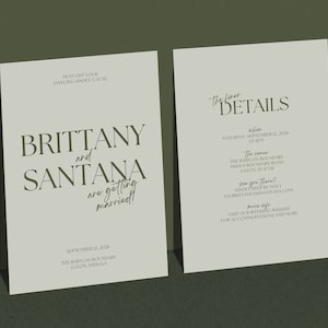 Modern wedding invitation template | Editable minimal wedding invite | Canva template | Instant download | 5x7 | BRITTANY