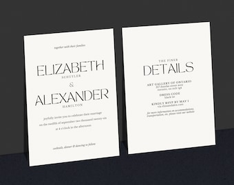 Mall för elegant bröllopsinbjudan | Redigerbar Canva-design (digital nedladdning) | ELIZABETH COLLECTION