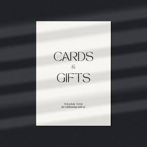 Elegantes tarjetas de boda y plantilla de signo de regalos / Tarjetas mínimas editables y signo de regalos / Plantilla Canva / Descarga instantánea / 5x7 / BRETAÑA