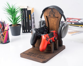 Ps5 Controller And Headset Stand Fathers Day Gift, Graduation Gifts For Him, Personalized Gift For Dad, Husband Birthday Gift,