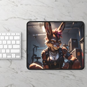 Punk Anthro Kaninchen Mädchen Mousepad - Pelzigen Computer Accessoires und Dekor - Weiblichen Furries