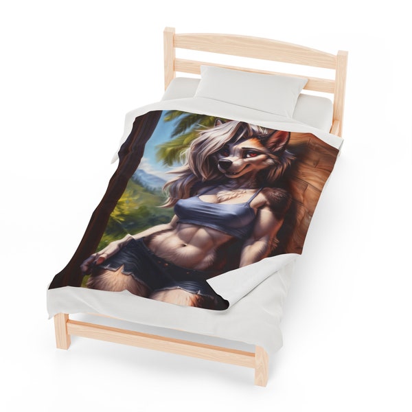 Anthro Hellhound Girl Blanket - Furry Decor for your Home or Office