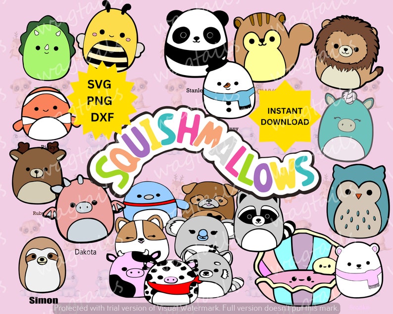 SQUISHMALLOWS Character Bundle Squishi Teddy Stickers Pictures Crafts ...