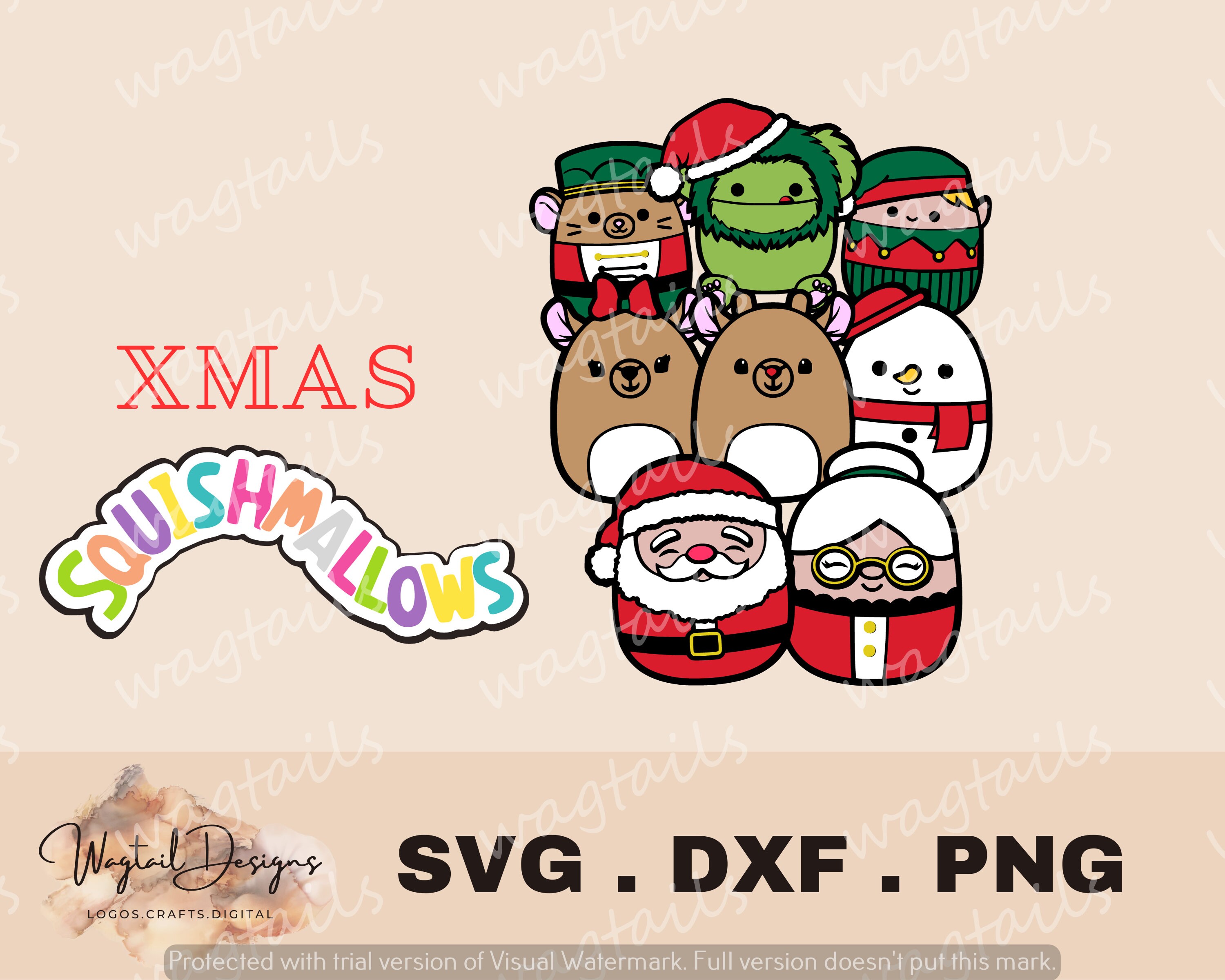Christmas Squishmallow Characters Svg Dxf Png Kids Digital Etsy